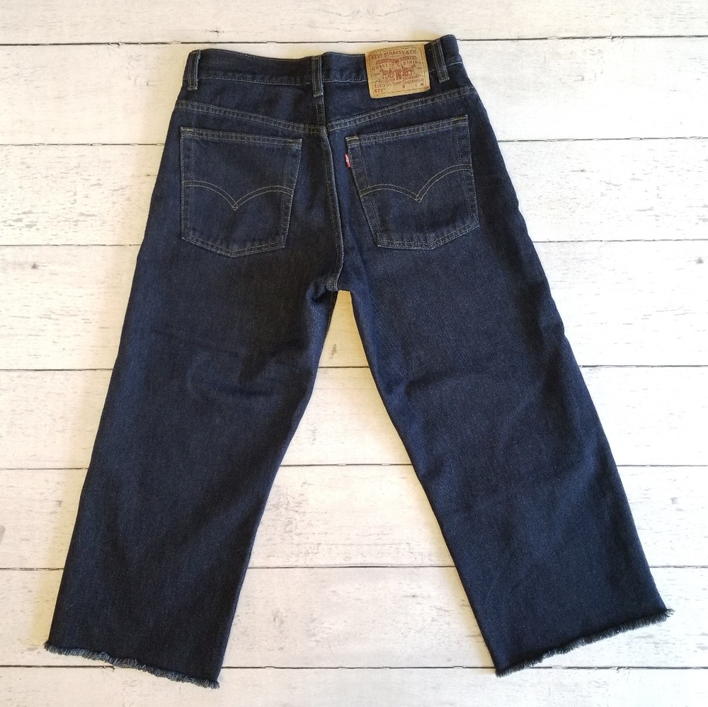 Vintage Levi's 577 cropped wide leg raw hem Retro
